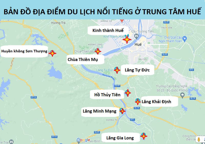 Bản đồ du lịch Huế - các địa điểm du lịch nổi tiếng 